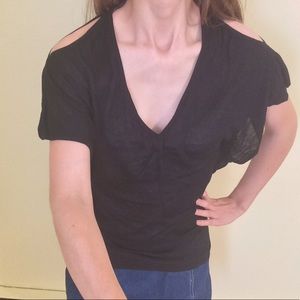 Short sleeve cold shoulder top
